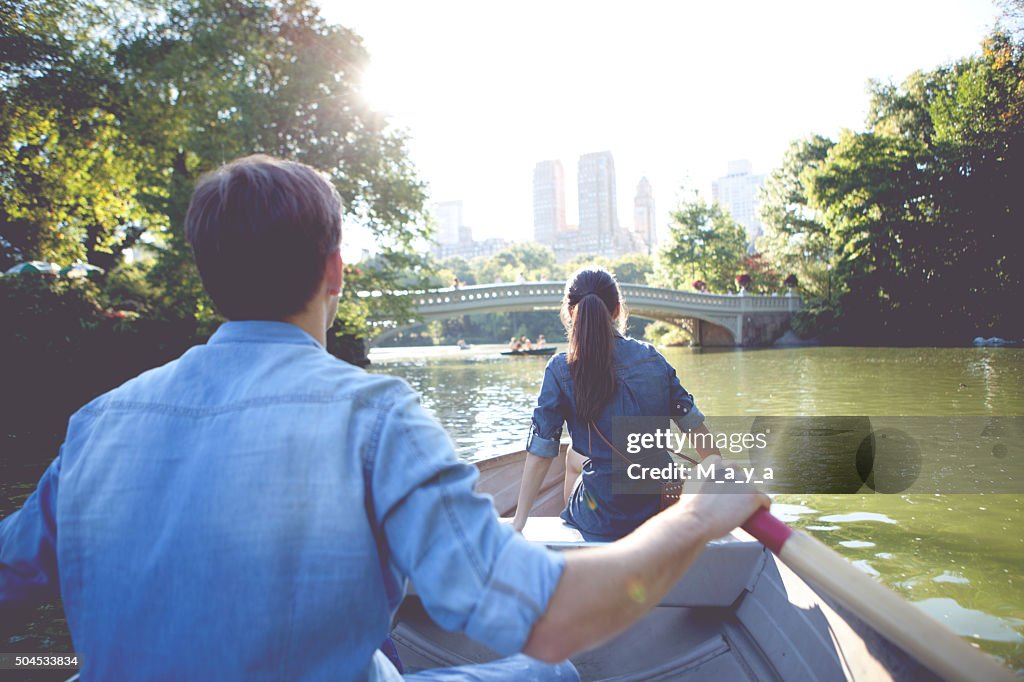 Romantic couple on boat