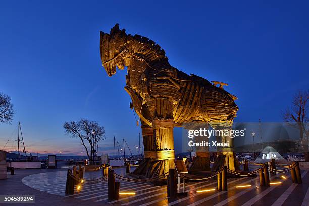 wooden trojan horse - trojan horse stock pictures, royalty-free photos & images