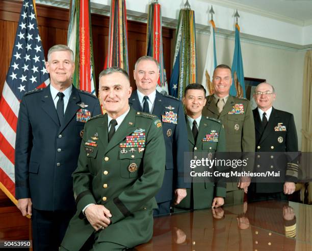 The Joint Chiefs of Staff, Vice Chrmn Gen. Richard B. Myers, U.S. Air Force, Chrmn Gen. Henry H. Shelton, U.S. Army, U.S. Air Force Gen. Michael E....