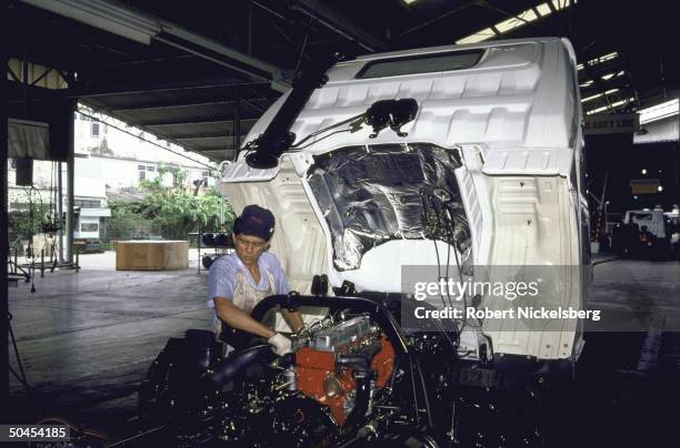 View of a Honda truck assembly plant.