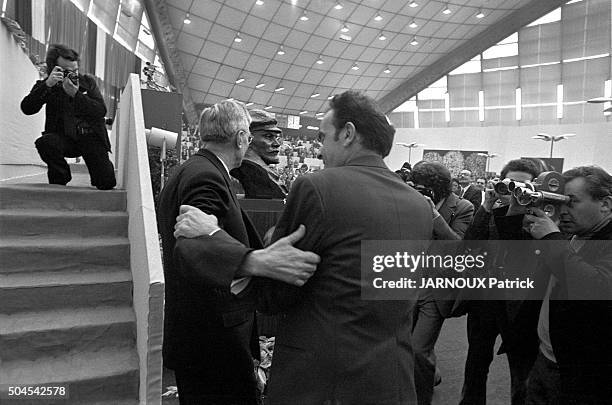 The 20th congress of the French Communist Party in Saint-Ouen near Paris, Georges Marchais the leader of the French Communist Party with Mikhal...