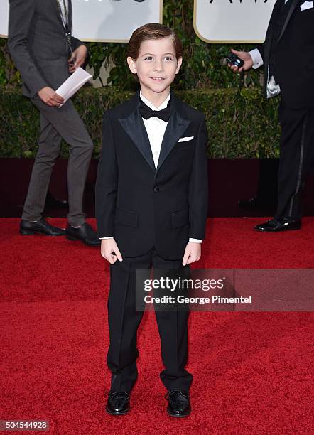 Actor Jacob Tremblay attends the 73rd Annual Golden Globe Awards held at the Beverly Hilton Hotel on January 10, 2016 in Beverly Hills, California.