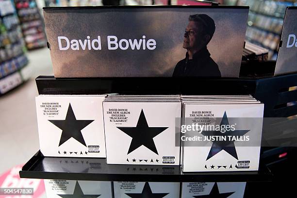 Copies of "Blackstar" the latest album by British musician David Bowie are on sale in a branch of HMV in central London on January 11, 2016. British...