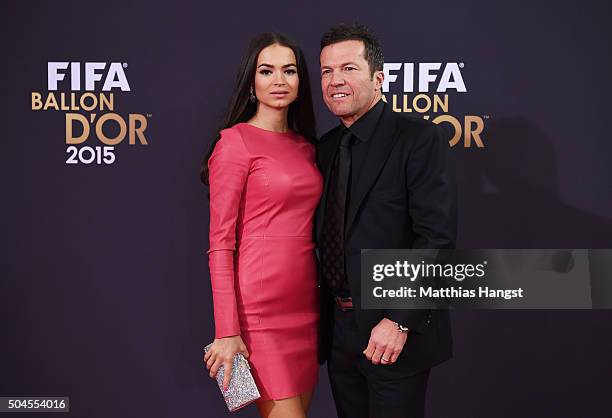 Lothar Mattaeus and Anastasia Klimko attend the FIFA Ballon d'Or Gala 2015 at the Kongresshaus on January 11, 2016 in Zurich, Switzerland.