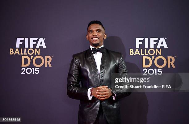 Samuel Eto'o of Cameroon and Antalyaspor arrives for the FIFA Ballon d'Or Gala 2015 at the Kongresshaus on January 11, 2016 in Zurich, Switzerland.