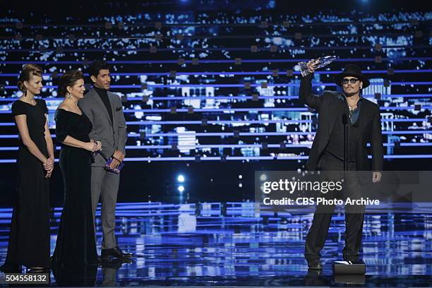 Johnny Depp on stage during the PEOPLE'S CHOICE AWARDS 2016, from the Microsoft Theater on Wednesday, Jan. 6, 2016 on the CBS Television Network.