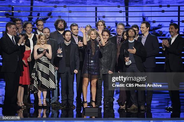The cast and executive producers of THE BIG BANG THEORY on stage during the PEOPLE'S CHOICE AWARDS 2016, from the Microsoft Theater on Wednesday,...