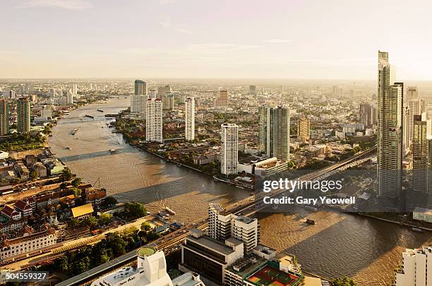 elevated view over city of bangkok - bangkok stock-fotos und bilder
