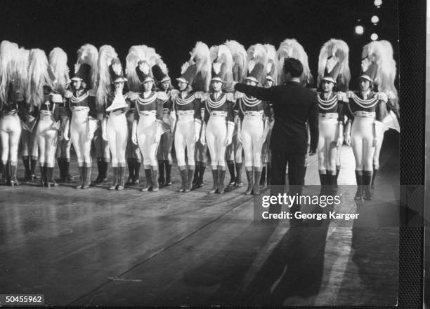 Music Hall Rockettes rehearsing their chorus lines.