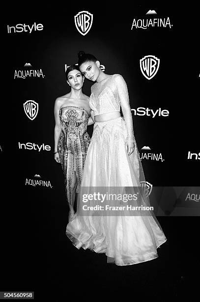 Kourntey Kardashian and Kylie Jenner arrive at the 2016 InStyle And Warner Bros. 73rd Annual Golden Globe Awards Post-Party - Arrivals at The Beverly...