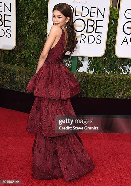 Zendaya arrives at the 73rd Annual Golden Globe Awards at The Beverly Hilton Hotel on January 10, 2016 in Beverly Hills, California.