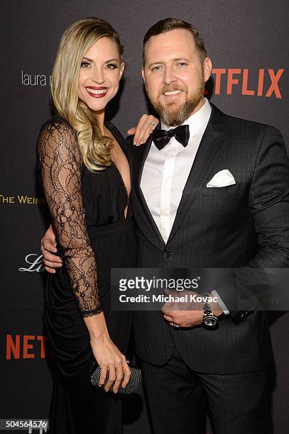 Actor AJ Buckley and Abigail Ochse attend The Weinstein Company's 2016 Golden Globe Awards After Party at The Beverly Hilton Hotel on January 10,...