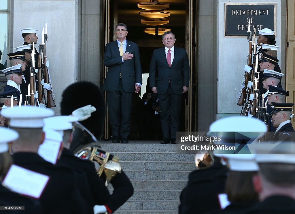 Defense Secretary Ash Carter Hosts Jordan's King Abdullah At The Pentagon