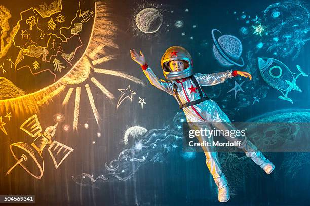 flying in space - astronaut kid stock pictures, royalty-free photos & images