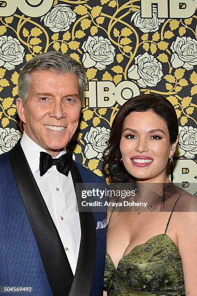 Michael Buffer and Christine Buffer attend HBO's post 2016 Golden Globe Awards party at Circa 55 Restaurant on January 10, 2016 in Los Angeles,...