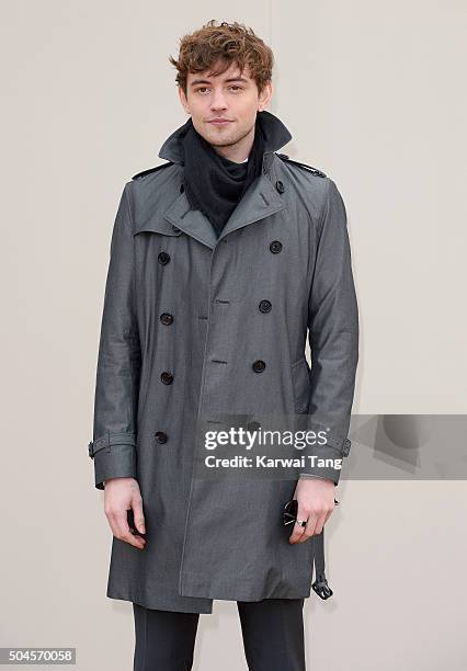 Josh Whitehouse attends the Burberry show during The London Collections Men AW16 at Kensington Gardens on January 11, 2016 in London, England.