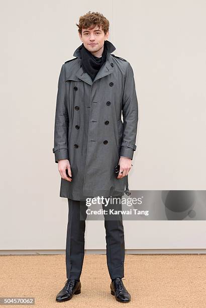 Josh Whitehouse attends the Burberry show during The London Collections Men AW16 at Kensington Gardens on January 11, 2016 in London, England.