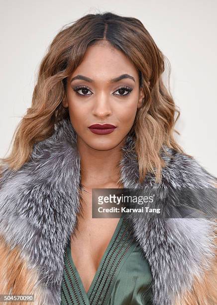Jourdan Dunn attends the Burberry show during The London Collections Men AW16 at Kensington Gardens on January 11, 2016 in London, England.