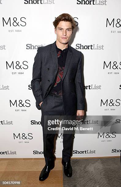Oliver Cheshire attends a reception hosted by Marks & Spencer and ShortList Magazine to celebrate London Collections Men AW16 at Rosewood London on...