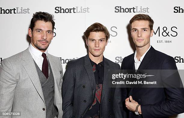 David Gandy, Oliver Cheshire and Edward Wilding attend a reception hosted by Marks & Spencer and ShortList Magazine to celebrate London Collections...