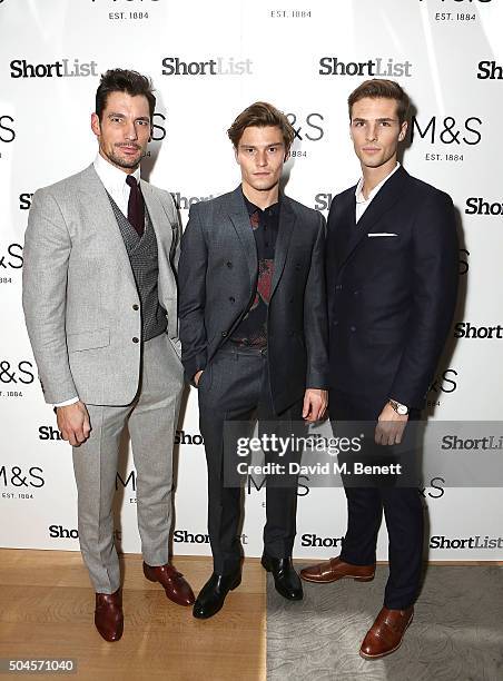 David Gandy, Oliver Cheshire and Edward Wilding attend a reception hosted by Marks & Spencer and ShortList Magazine to celebrate London Collections...