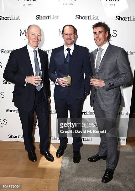 Robert Swannell, Major Bruce Ekman and Scott Fyfe attend a reception hosted by Marks & Spencer and ShortList Magazine to celebrate London Collections...