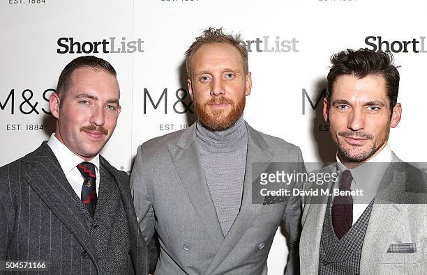 Dan Richards, Joe Ottoway and David Gandy attend a reception hosted by Marks & Spencer and ShortList Magazine to celebrate London Collections Men...