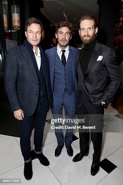 Paul Sculfor, Robert Konjic and Craig McGinlay attend a reception hosted by Marks & Spencer and ShortList Magazine to celebrate London Collections...