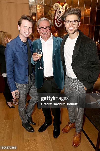 Josh Newis-Smith, Dom Parker and Darren Kennedy attend a reception hosted by Marks & Spencer and ShortList Magazine to celebrate London Collections...