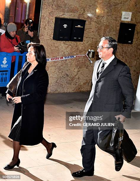 Former partner of Inaki Urdangarin, Diego Torres , and his wife Ana Maria Tejeiro leave after a hearing at the courtroom in the Balearic School of...