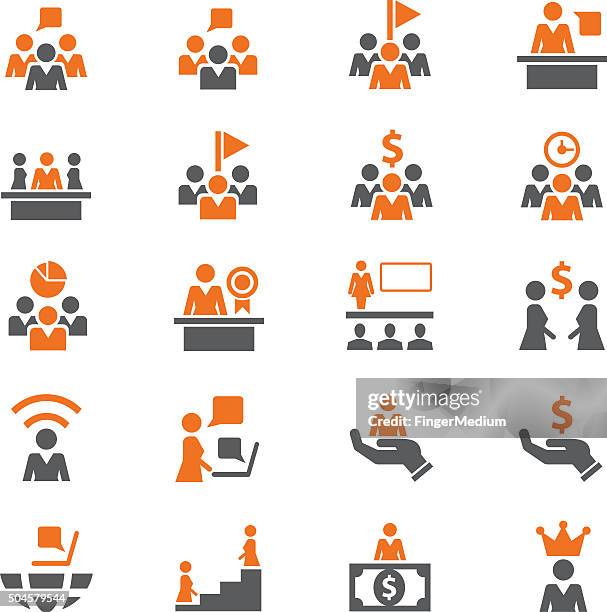 business people icon set - meet and greet stock illustrations