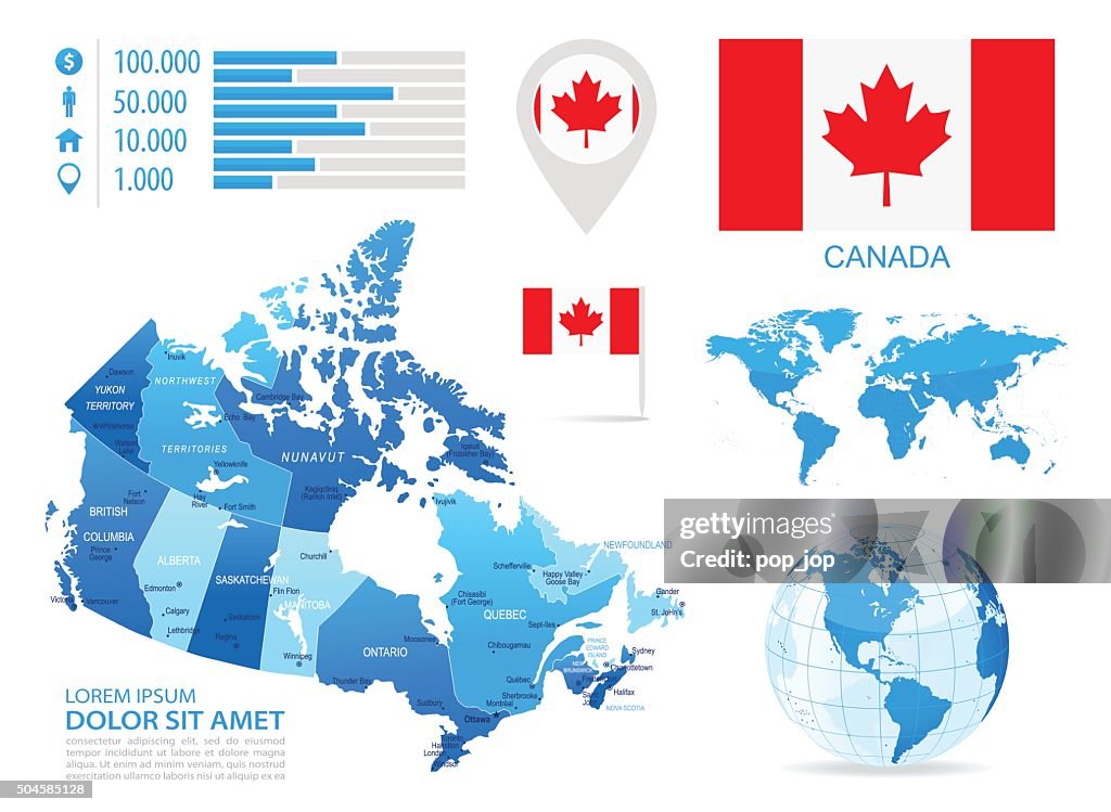 Canada - infographic map - Illustration
