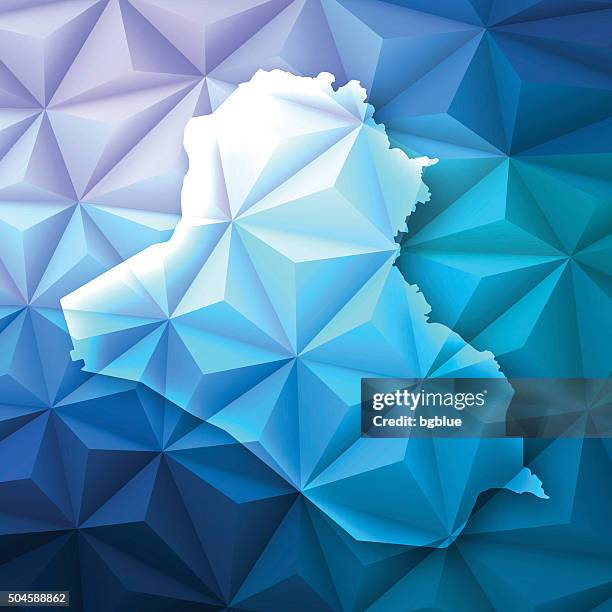 iraq on abstract polygonal background - low poly, geometric - folded map texture stock illustrations