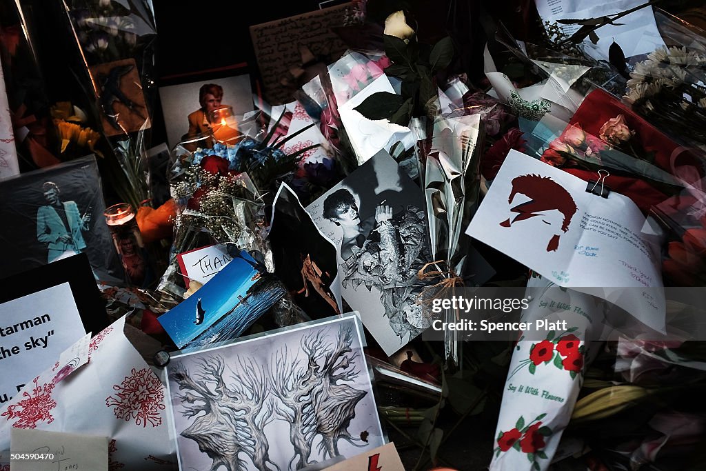 Fans Memorialize David Bowie  Outside His NYC Apartment