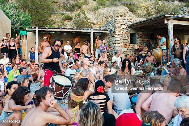 Benirras, Ibiza, Spain: Each Sunday evening there is a notorious hippie beachfest. A huge Batukada is organized in which the drums glad the sunset.