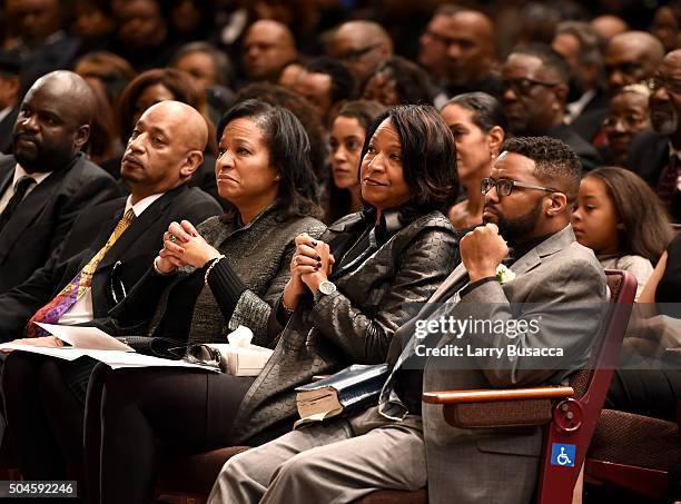 Timolin Cole, Casey Cole and Robbie Yancy attend a Celebration Of Natalie Cole's Life at the West Angeles Church of God in Christ on January 11, 2016...