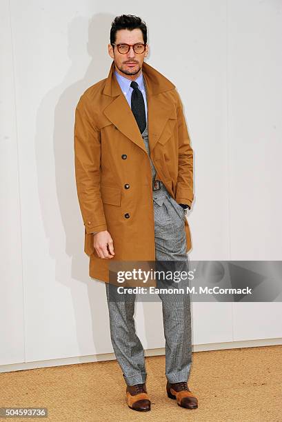 David Gandy attends the Burberry show during The London Collections Men AW16 at Kensington Gardens on January 11, 2016 in London, England.
