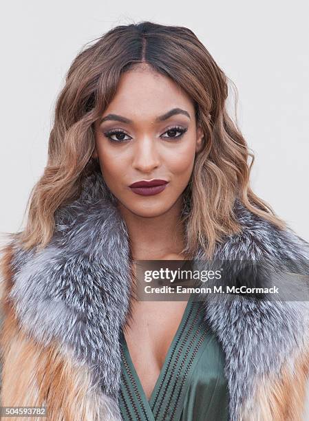 Jourdan Dunn attends the Burberry show during The London Collections Men AW16 at Kensington Gardens on January 11, 2016 in London, England.