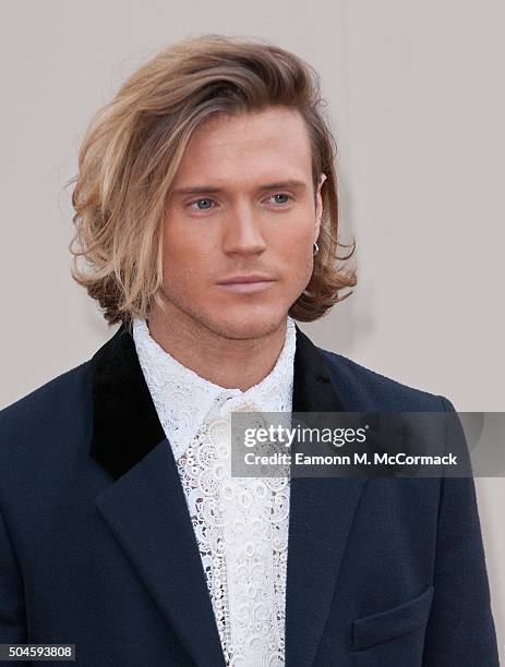 Dougie Poynter attends the Burberry show during The London Collections Men AW16 at Kensington Gardens on January 11, 2016 in London, England.