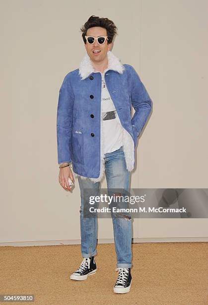 Nick Grimshaw attends the Burberry show during The London Collections Men AW16 at Kensington Gardens on January 11, 2016 in London, England.