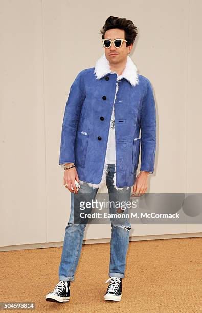Nick Grimshaw attends the Burberry show during The London Collections Men AW16 at Kensington Gardens on January 11, 2016 in London, England.