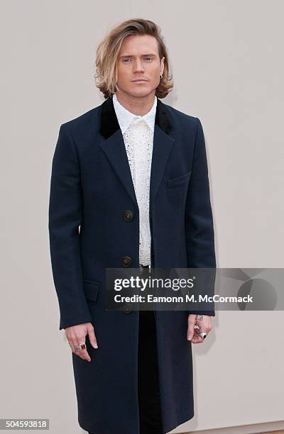 Dougie Poynter attends the Burberry show during The London Collections Men AW16 at Kensington Gardens on January 11, 2016 in London, England.