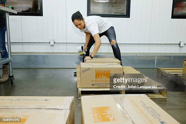 Rangers player's wife Emily Glass attends 2016 Henrik Lundqvist Foundation Food Bank For New York City Repack Day Challenge at Food Bank for New York...