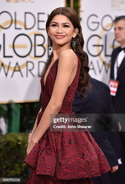 Actress Zendaya Coleman attends the 73rd Annual Golden Globe Awards held at the Beverly Hilton Hotel on January 10, 2016 in Beverly Hills, California.