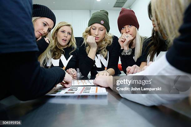 Islanders players wives Megan Bailey and Anne Sophie Bernier attend 2016 Henrik Lundqvist Foundation Food Bank For New York City Repack Day Challenge...