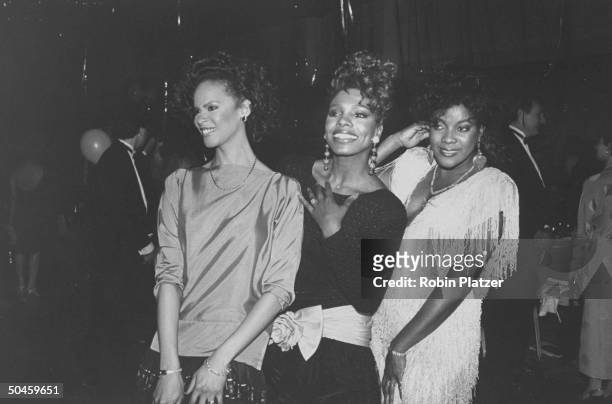 Actresses, Terry Burrell, Sheryl Lee Ralph and Loretta Devine from the cast of 'Dreamgirls' at a Tony Awards party at the New York Hilton, June 1988.
