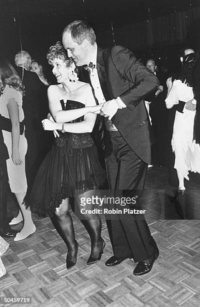 Actor John Lithgow dancing with his wife, Mary Yeager, at Tony Awards party in the New York Hilton.