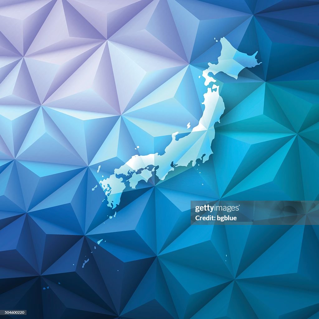 Japan on Abstract Polygonal Background - Low Poly, Geometric