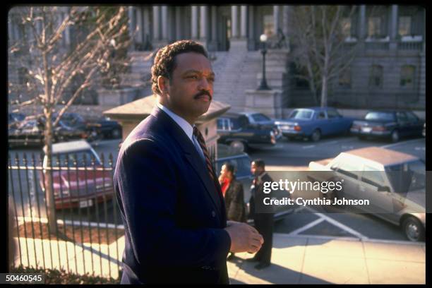 Rev. Jesse Jackson after lunching w. Pres. Bush.