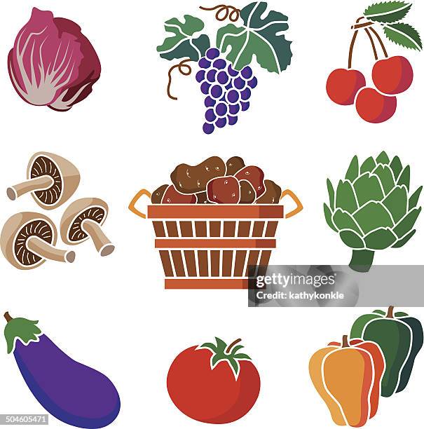 bildbanksillustrationer, clip art samt tecknat material och ikoner med various fruits and vegetables - rosensallat